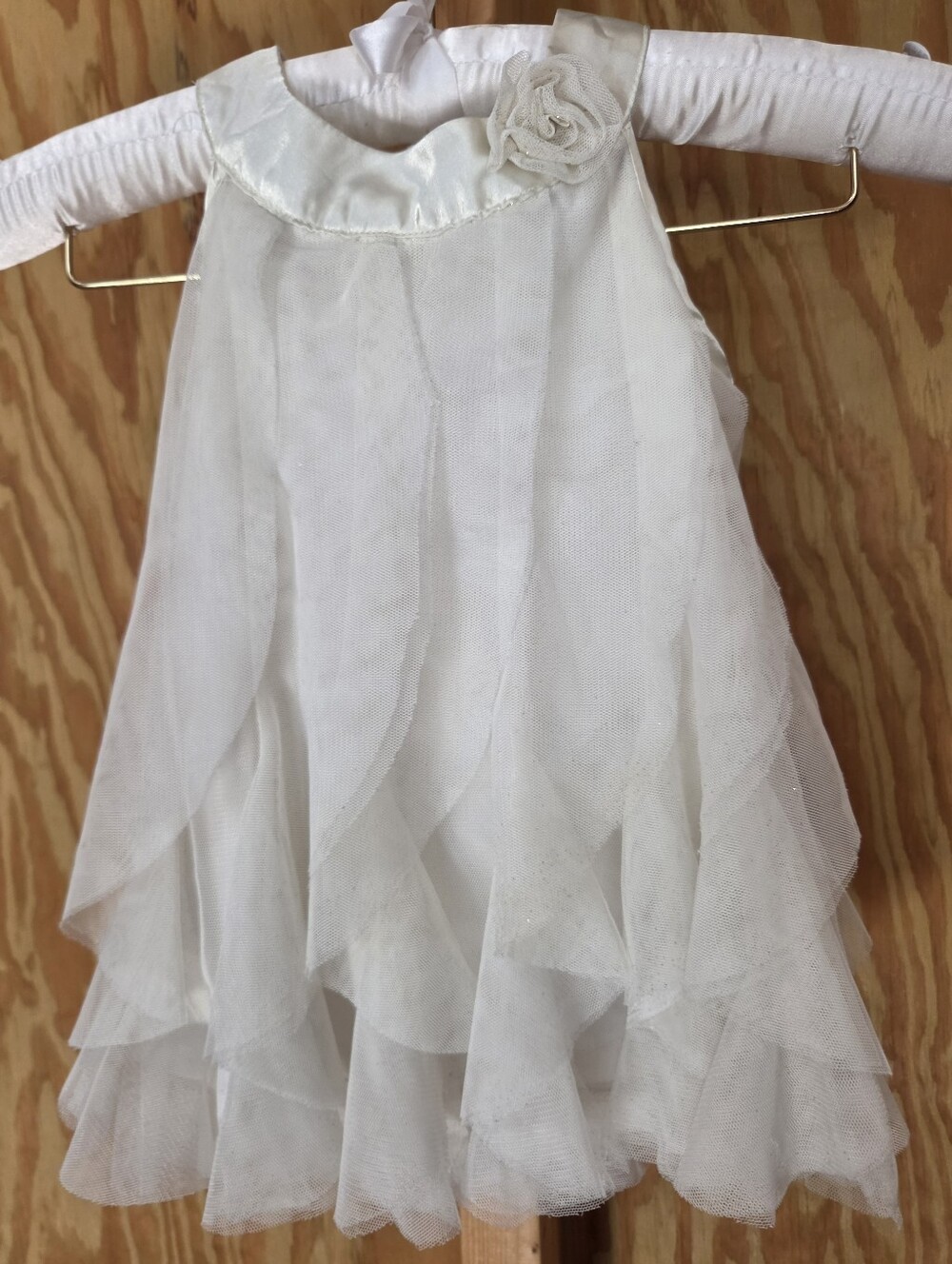 Healthtex Ivory White Tiered Ruffle Tulle Sleeveless Special Occasion Dress 24 M